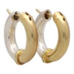 Vintage Retro Chunky Small Hoop Earrings in Yellow Gold and