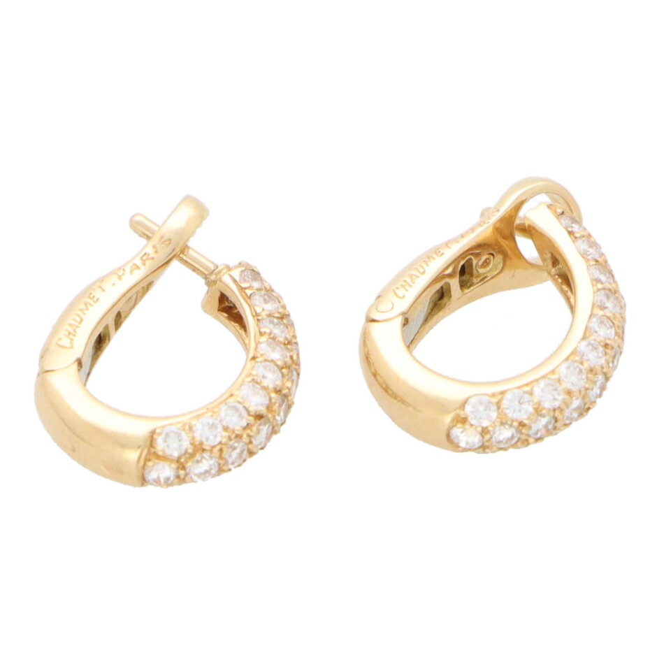 Vintage Chaumet Petite Diamond Hoop Earrings