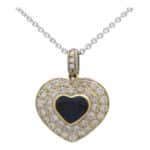 Vintage Sapphire and Diamond Heart Pendant