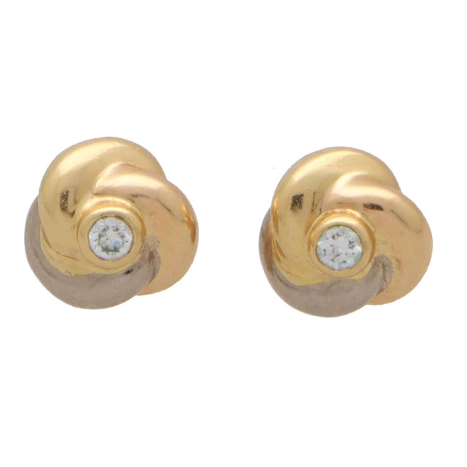 Vintage Cartier Trinity Lovers Knot Diamond Stud Earrings