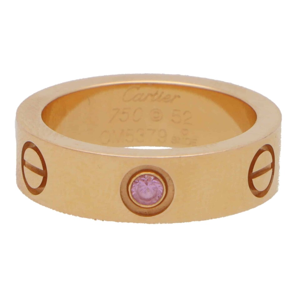 Vintage Cartier Pink Sapphire Love Ring in Rose Gold