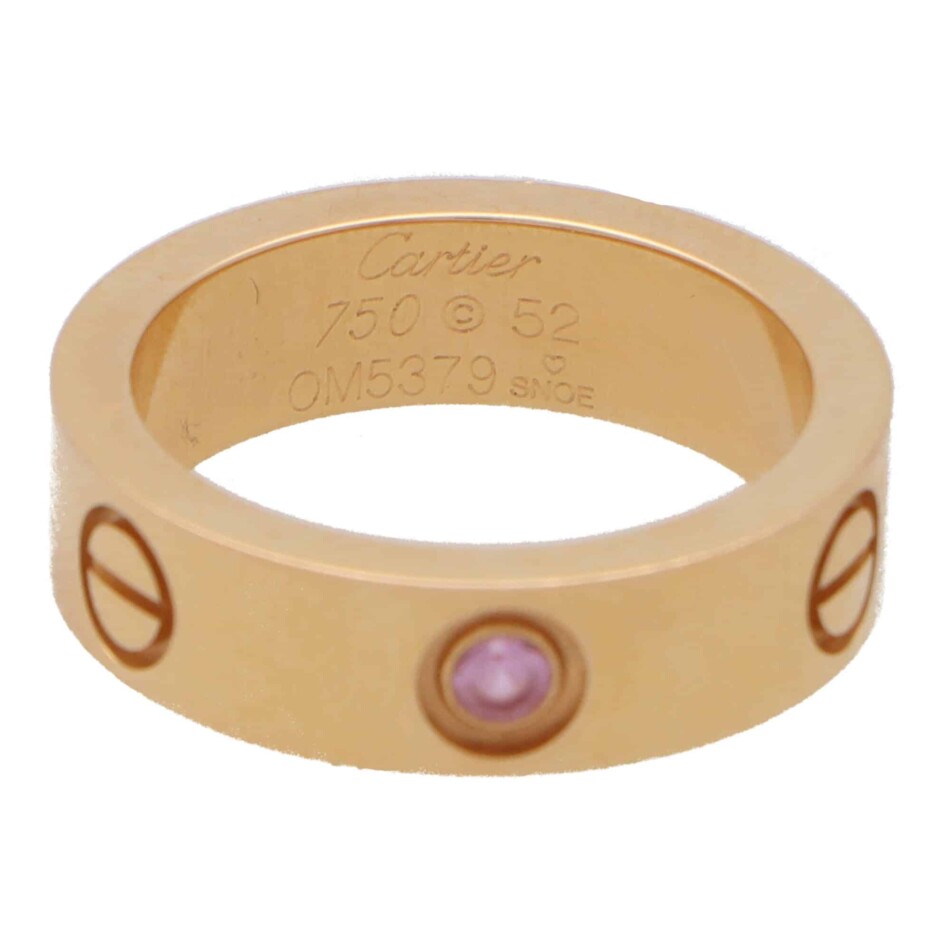 Vintage Cartier Pink Sapphire Love Ring in Rose Gold