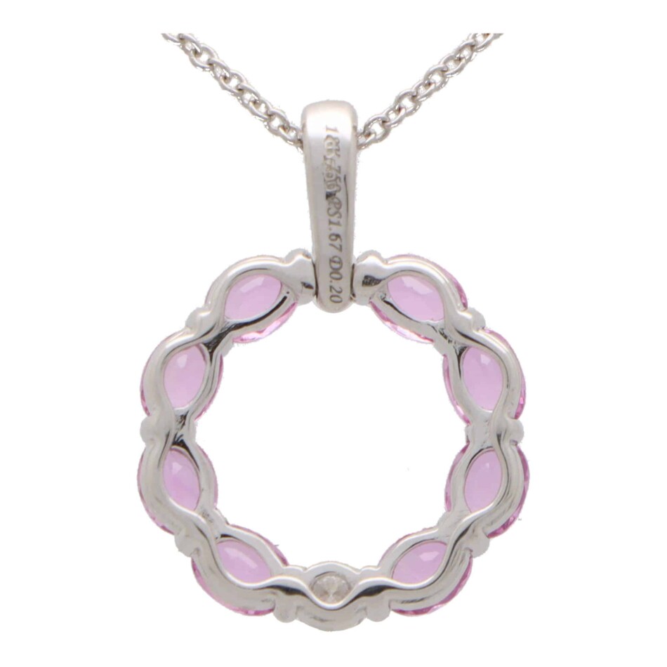 Contemporary Pastel Pink Sapphire and Diamond Pendant Necklace
