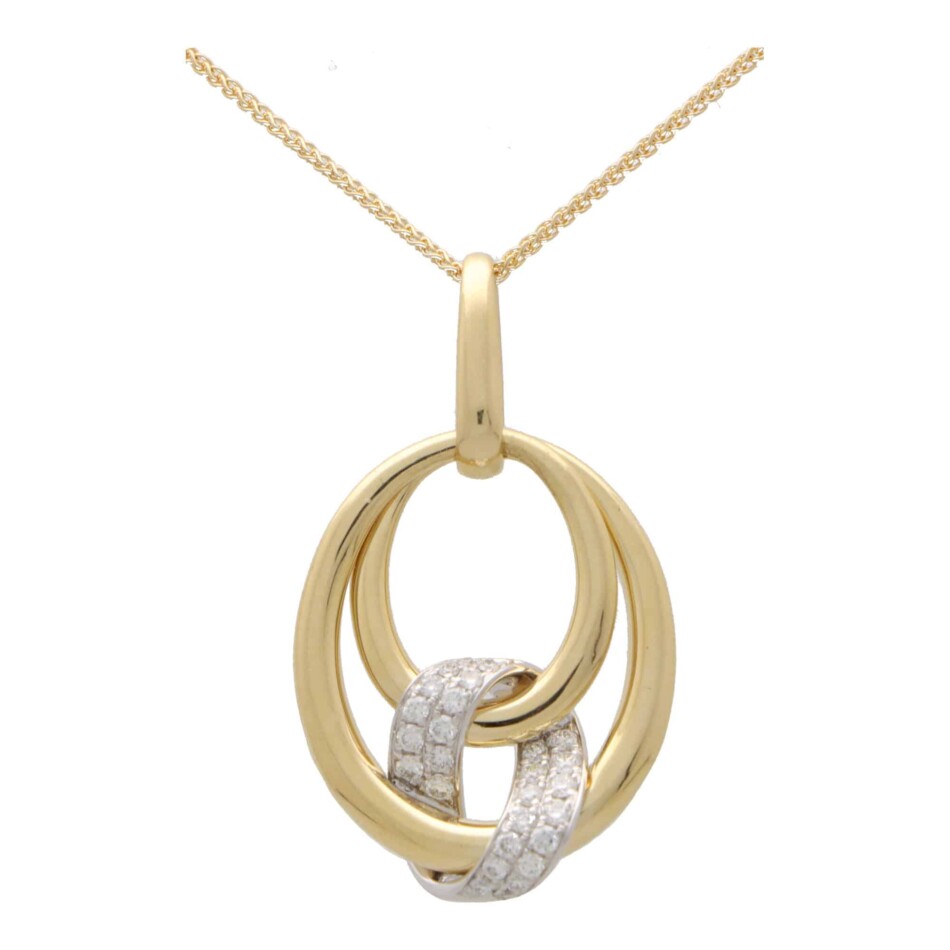 Contemporary Diamond Drop Pendant Necklace