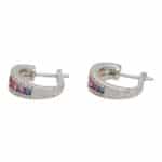 Contemporary Rainbow Sapphire and Diamond Hoop Earrings