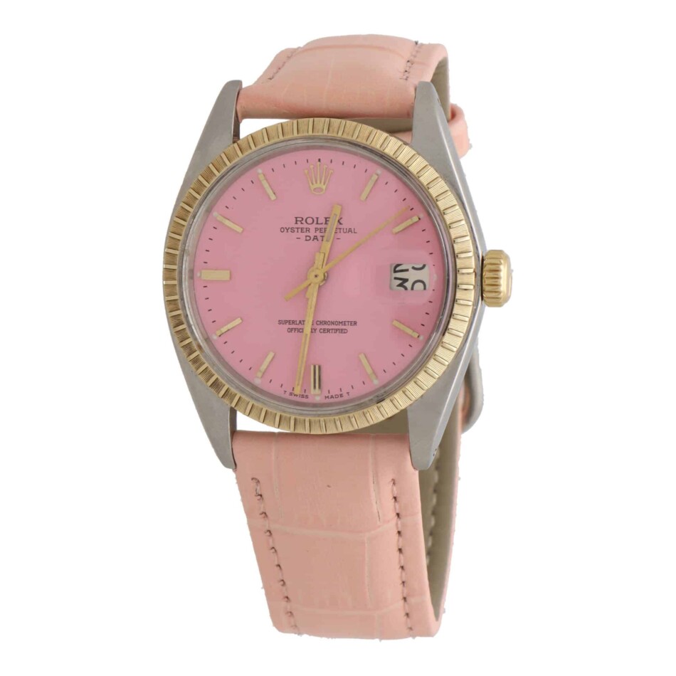 Vintage 1972 Rolex Oyster Perpetual Date Watch with Pink Dial