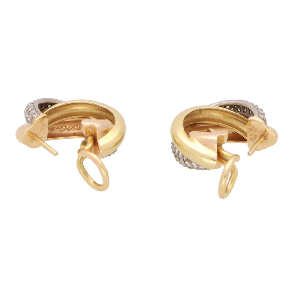 Vintage Cartier Diamond Trinity Hoop Earrings