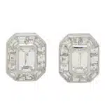 Art Deco Inspired Emerald Cut Diamond Target Earrings