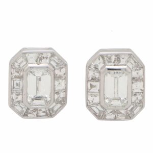 Art Deco Inspired Emerald Cut Diamond Target Earrings