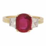 Certified 3.05ct Ruby and Diamond Three Stone Ring