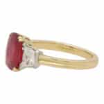 Certified 3.05ct Ruby and Diamond Three Stone Ring