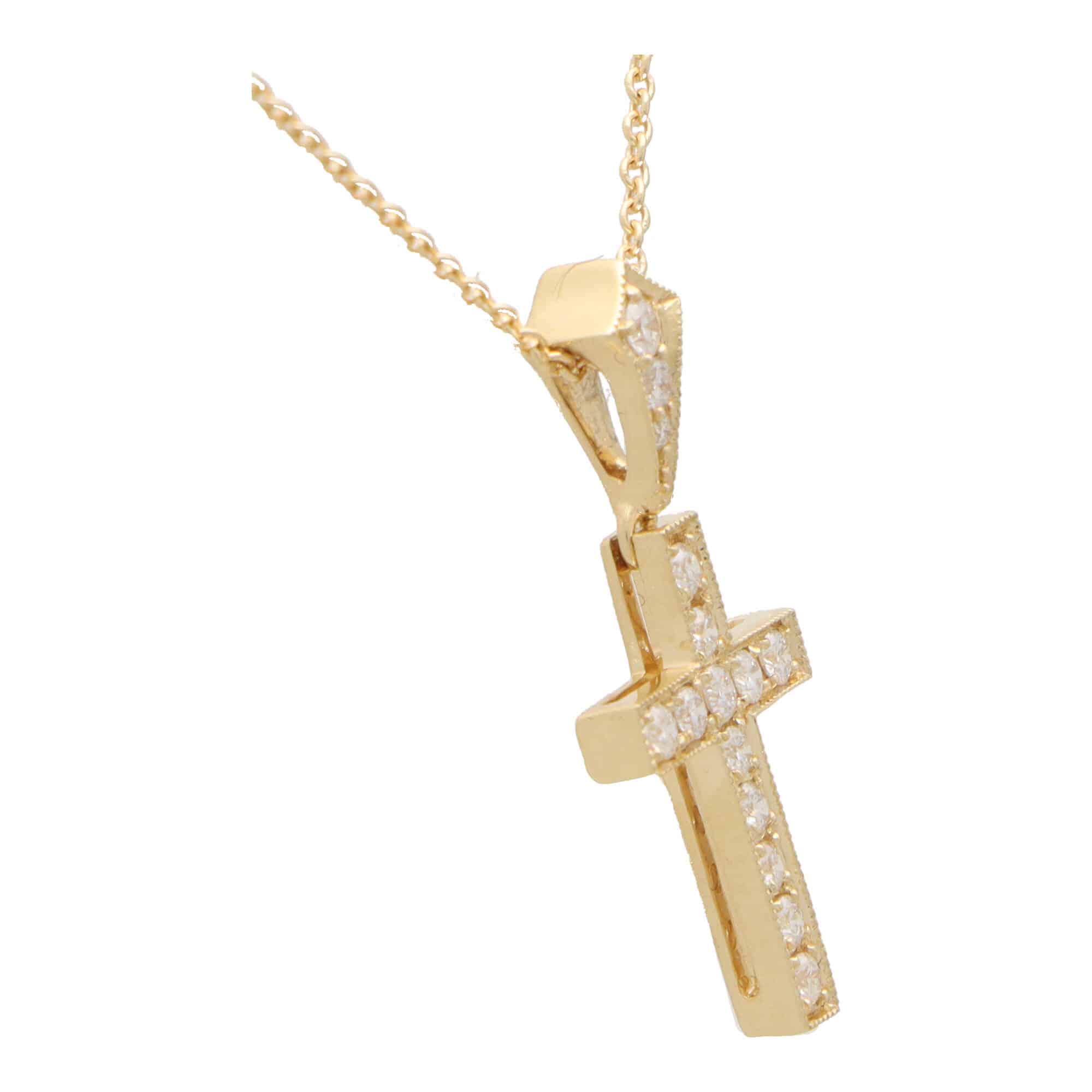 Diamond Cross Pendant Necklace in Yellow Gold at Susannah Lovis Jewellers