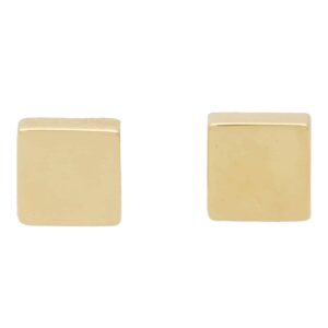 Contemporary Square Stud Earrings in Yellow Gold