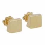 Contemporary Square Stud Earrings in Yellow Gold