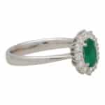 Contemporary Emerald and Diamond Cluster Ring