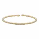 Contemporary Diamond Set Torque Bangle in Yellow Gold