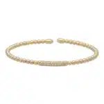 Contemporary Diamond Set Torque Bangle in Yellow Gold