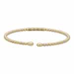 Contemporary Diamond Set Torque Bangle in Yellow Gold