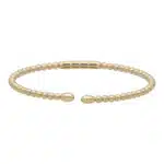 Contemporary Diamond Set Torque Bangle in Yellow Gold
