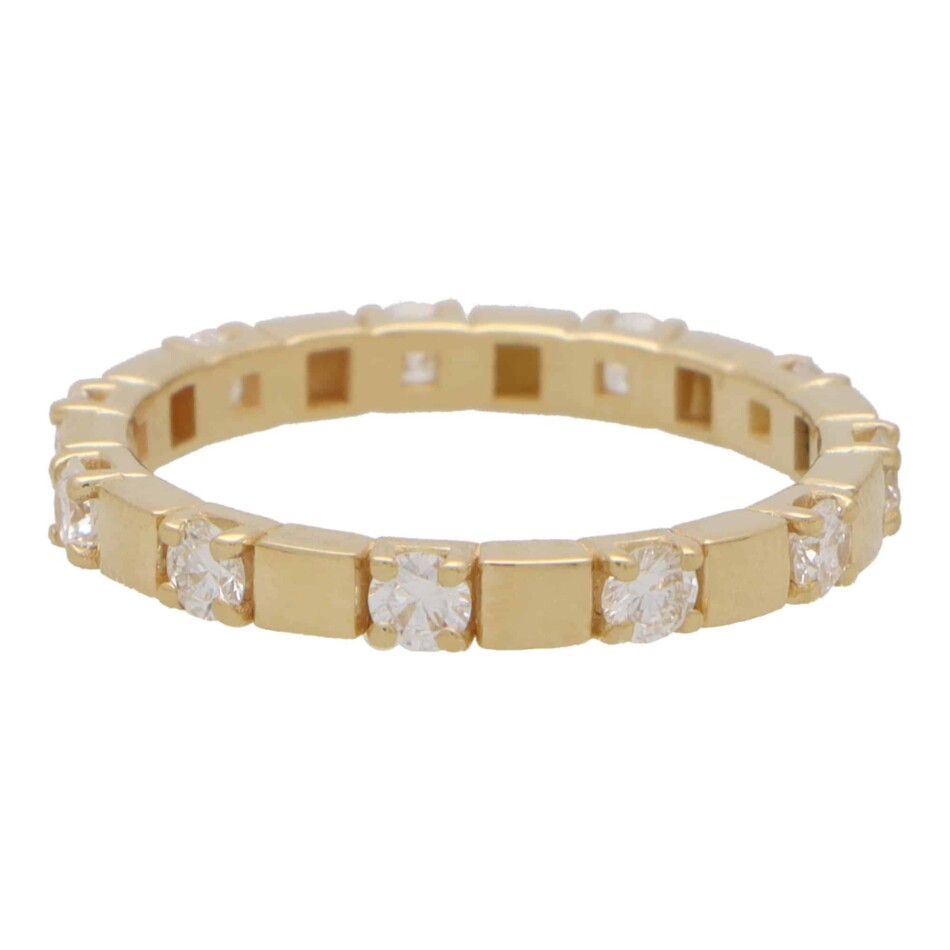 Contemporary Diamond Full Eternity Band Ring in Yellow Gold