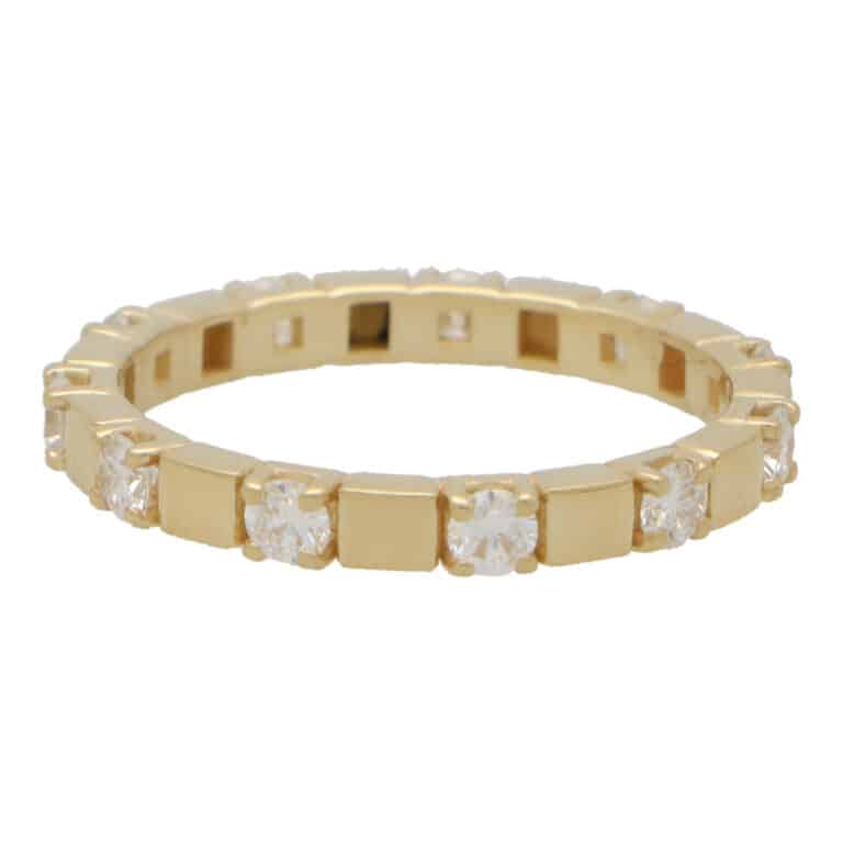 Contemporary Diamond Full Eternity Band Ring in Yellow Gold
