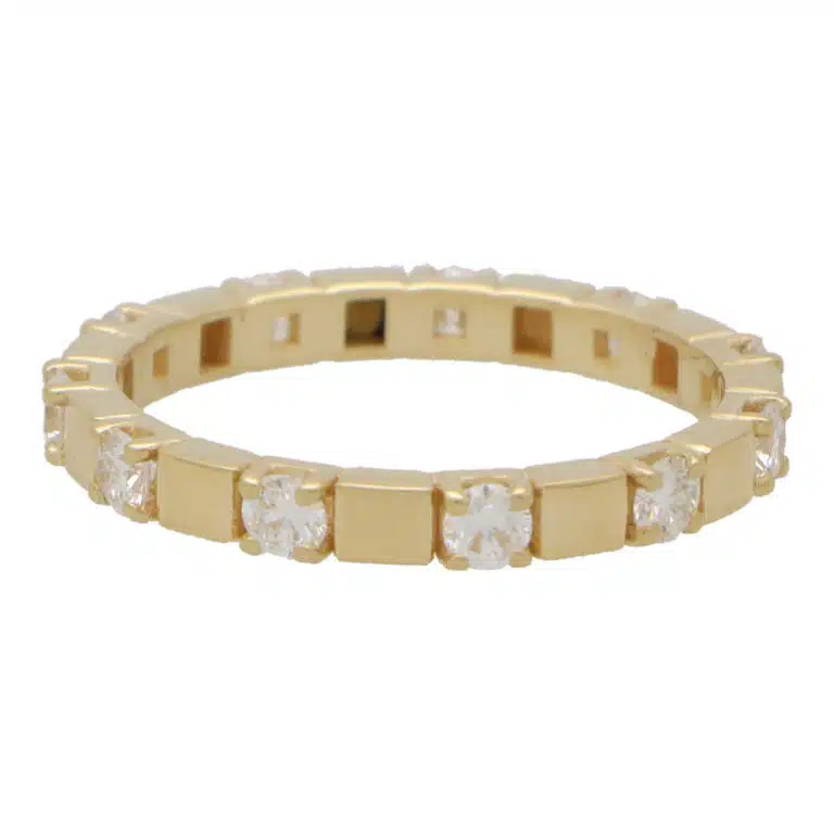 Contemporary Diamond Full Eternity Band Ring in Yellow Gold