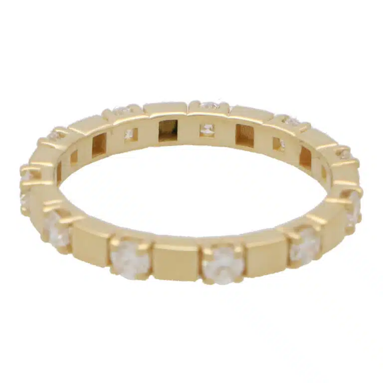 Contemporary Diamond Full Eternity Band Ring in Yellow Gold