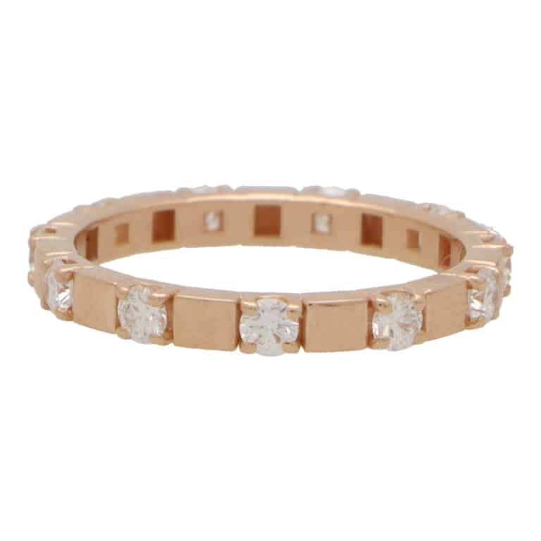 Contemporary Diamond Full Eternity Band Ring in Rose Gold