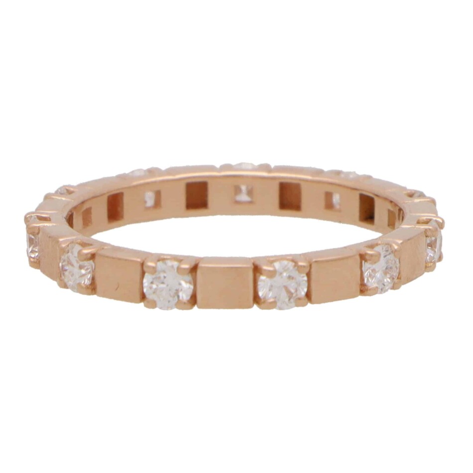Contemporary Diamond Full Eternity Band Ring in Rose Gold