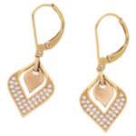 Gold and diamond pave set drop earrings