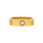 Vintage Cartier Three Diamond Love Ring in Yellow Gold Size 51