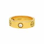 Vintage Cartier Three Diamond Love Ring in Yellow Gold Size 51