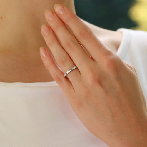 Contemporary Baguette and Round Cut Half Eternity Ring
