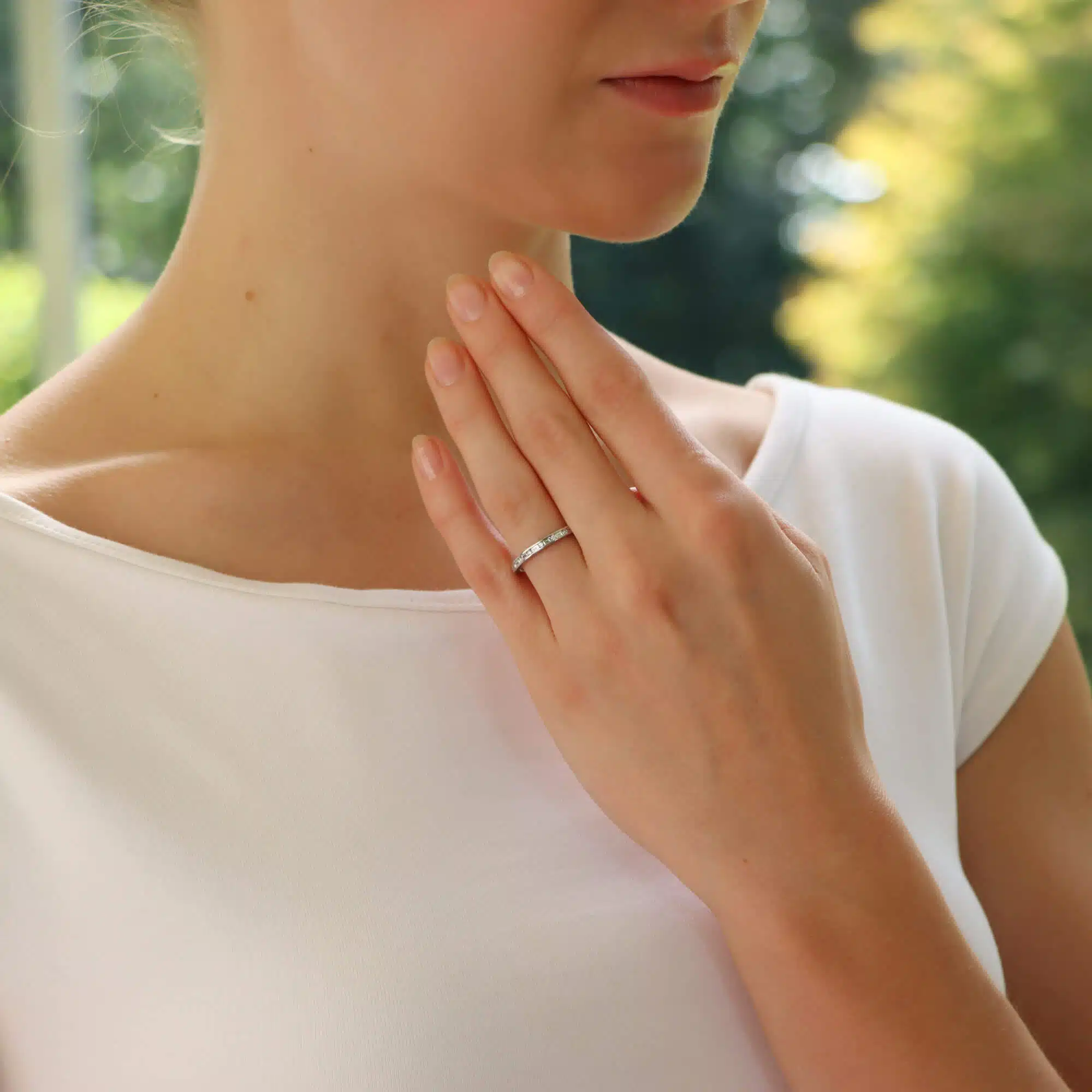 Contemporary Baguette and Round Cut Half Eternity Ring