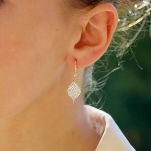 Contemporary Diamond Leaf Drop Earrings