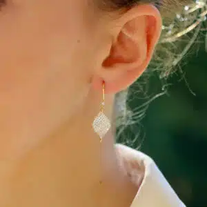 Contemporary Diamond Leaf Drop Earrings