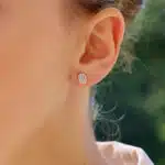 Contemporary Petite Aquamarine and Diamond Halo Stud Earrings