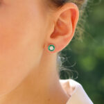 Art Deco Inspired Emerald and Diamond Target Stud Earrings