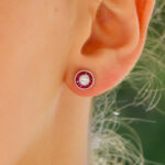 Art Deco Inspired Ruby and Diamond Target Stud Earrings