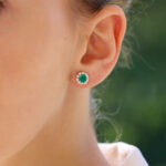 Emerald and Diamond Cluster Earrings