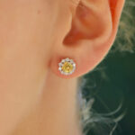 Yellow Sapphire and Diamond Floral Cluster Earrings