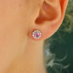 Pink Sapphire and Diamond Floral Cluster Earrings