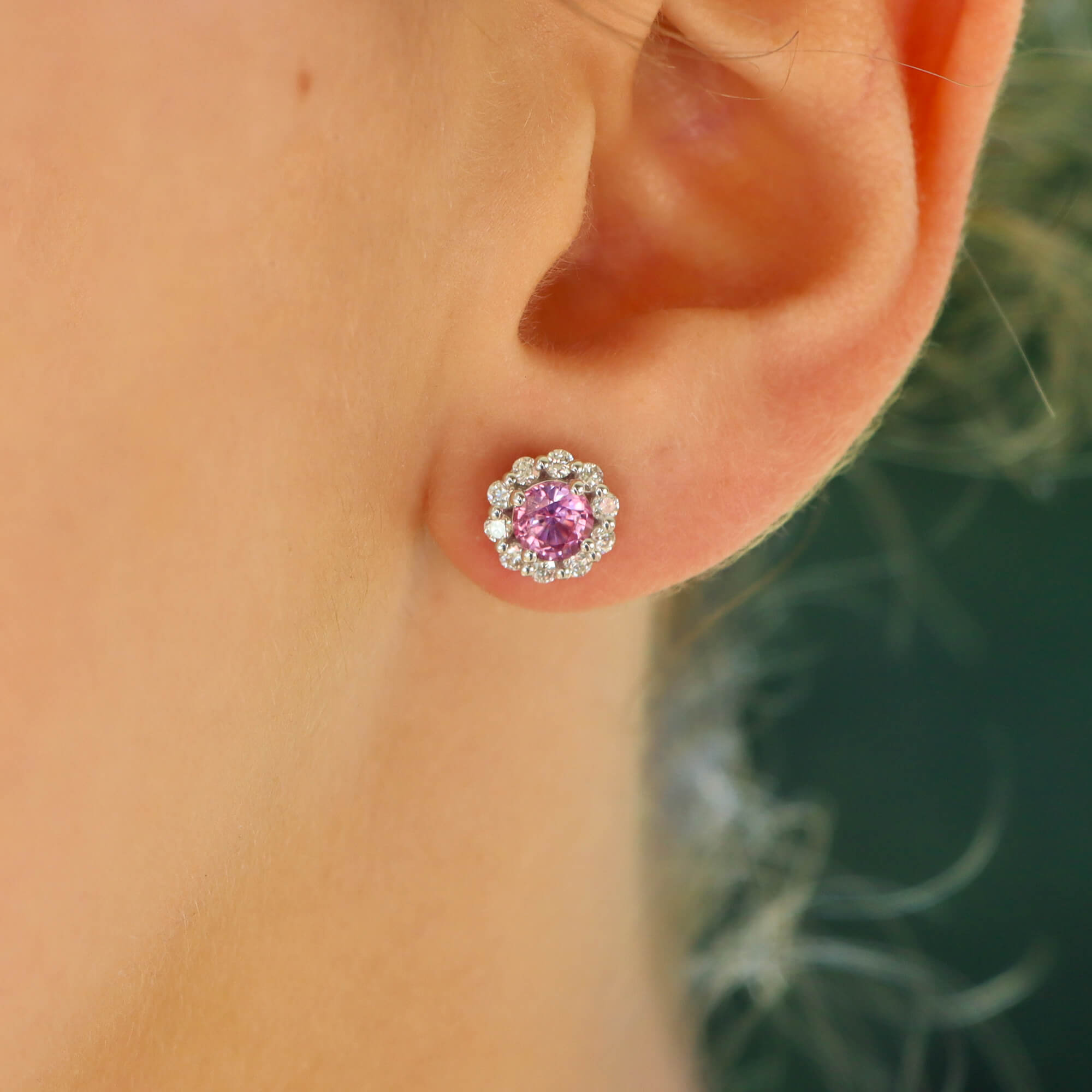 Pink cluster earrings store