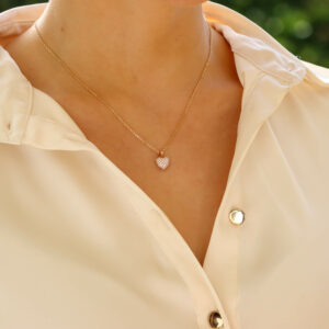 Contemporary Diamond Heart Pendant Charm in Rose Gold