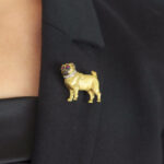 Ruby and Diamond Pug Pin Brooch