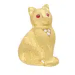 Ruby and Diamond Cat Brooch Pin