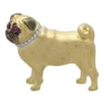 Ruby and Diamond Pug Pin Brooch