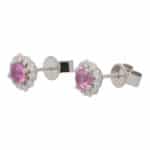 Pink Sapphire and Diamond Floral Cluster Earrings