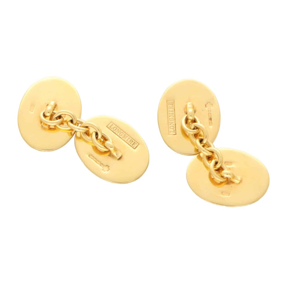 Vintage Longmire Gold and Royal Blue Enamel Oval Cufflinks