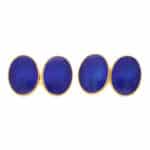 Vintage Longmire Gold and Royal Blue Enamel Oval Cufflinks